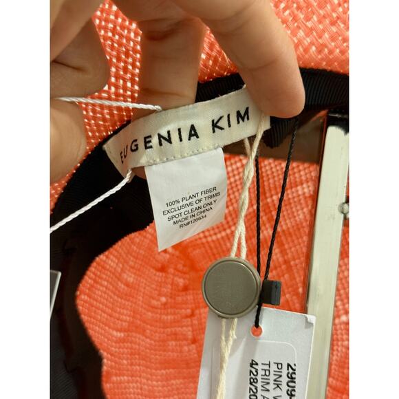 NWT Eugenia Kim Pink Woven with Silk Trim and Stitching Sun Hat Medium - Picture 3 of 4